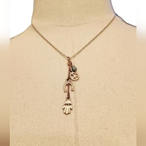 Hamsa Hand Evil Eye Horseshoe Peace Sign Necklace